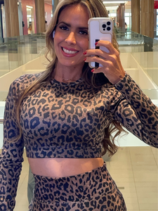 Leopard Long Sleeve Crop Top