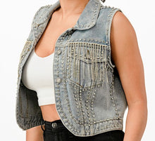 Load image into Gallery viewer, Rhinestones Denim Vest
