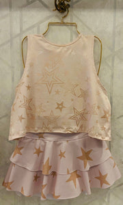 Little Girl Rose Gold Stars Mini Skirt Set