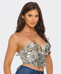 Silver Sequin Bustier