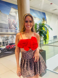 Flower Draped Top in Red