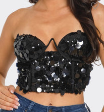 Load image into Gallery viewer, Black Sequin Bustier
