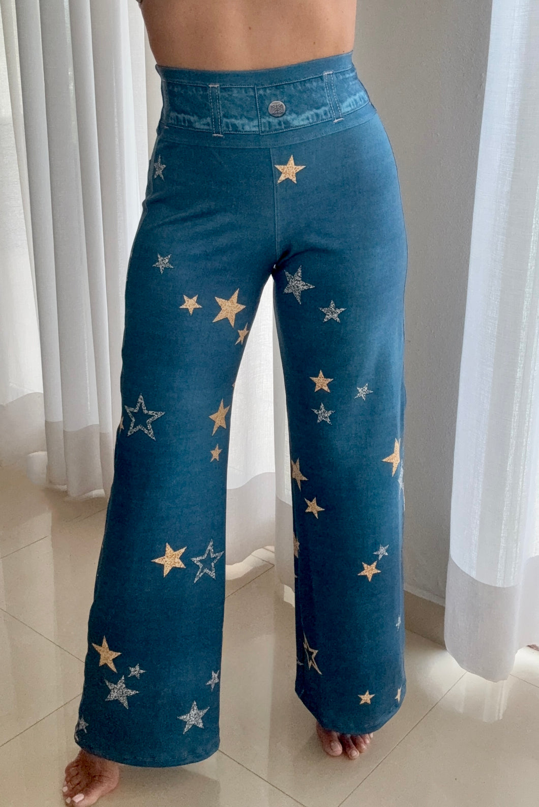 Stars Denim Wide Leg Pant