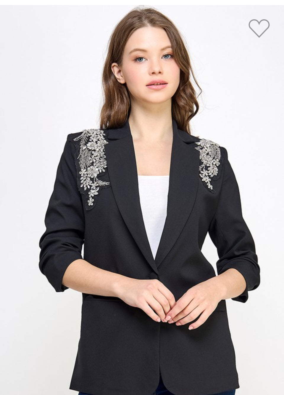 Rhinestones Appliqué Black  Blazer