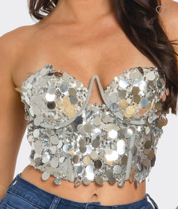 Silver Sequin Bustier