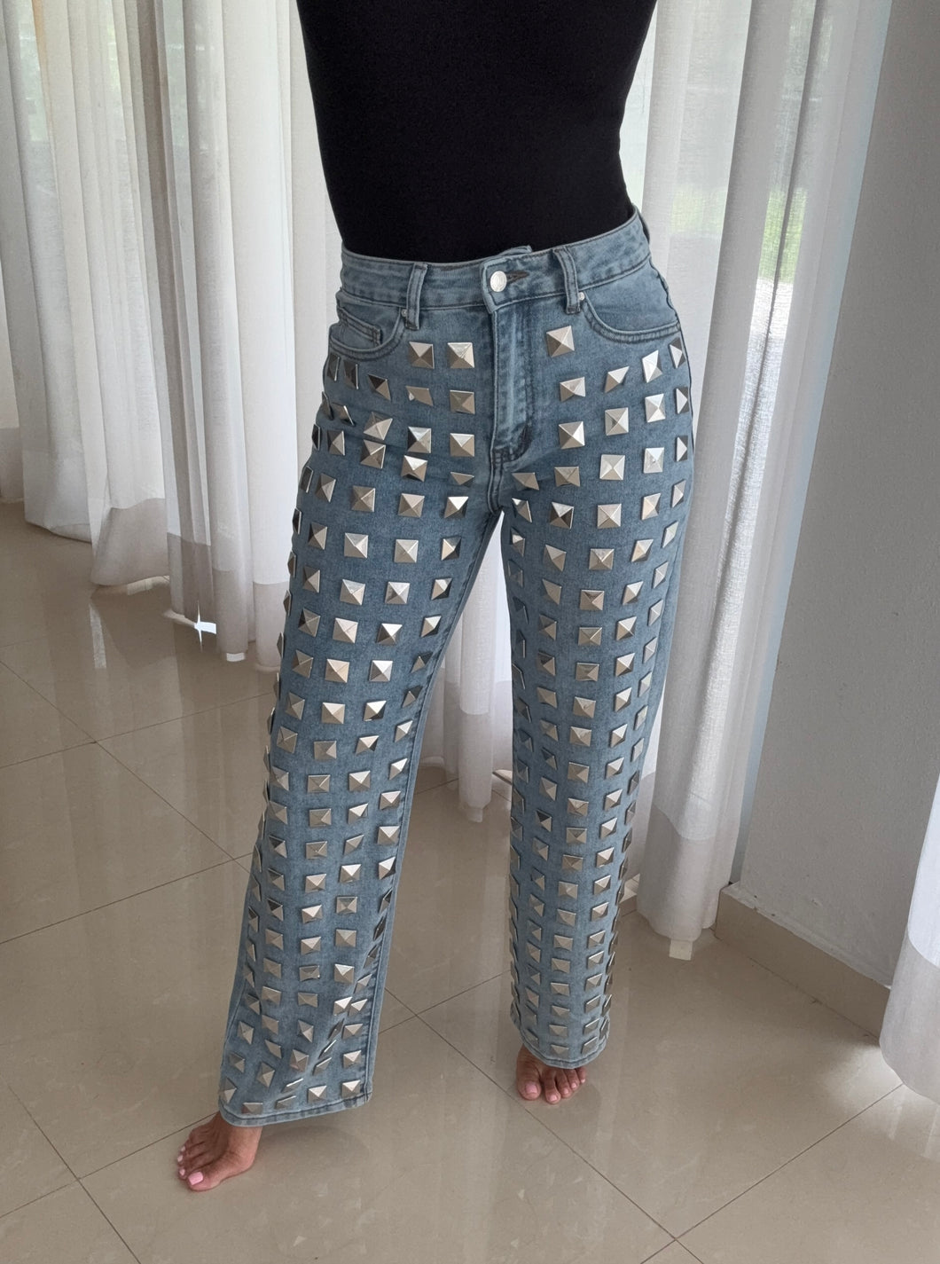 Studded Wide Leg Jean
