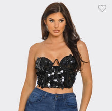 Load image into Gallery viewer, Black Sequin Bustier
