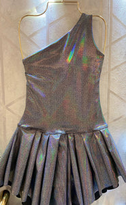 Silver Black Asymmetrical Mini Dress