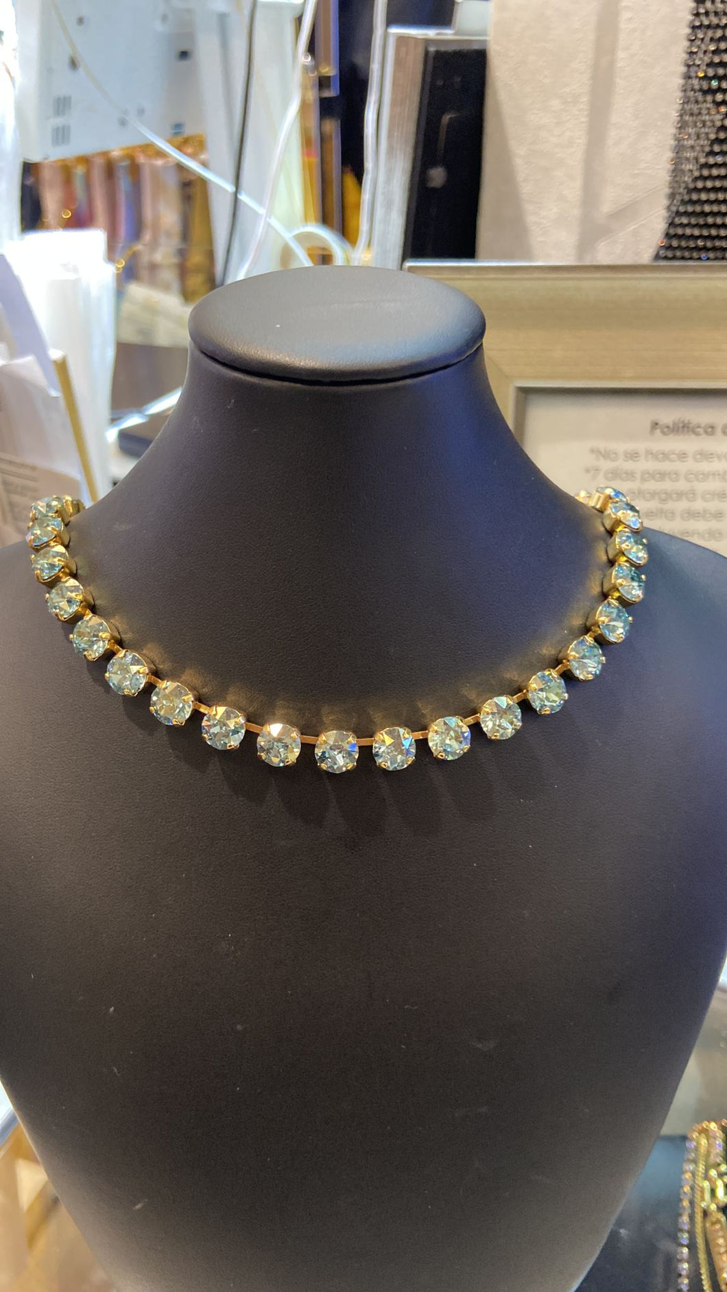 Oakland Aqua Gold Plated Swarovski Necklace