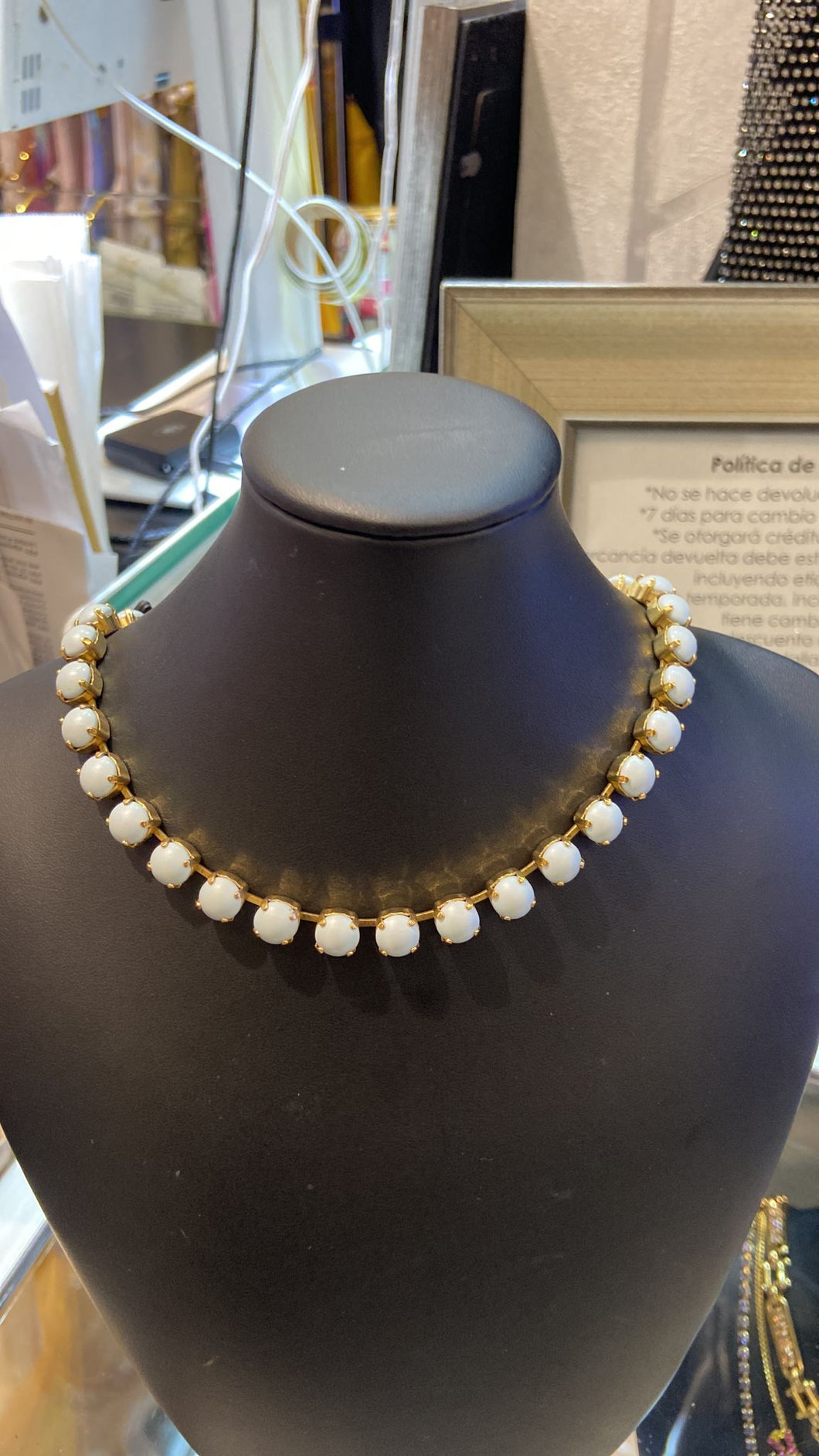 Oakland Light Blue Pearl Gold Plated  Necklace