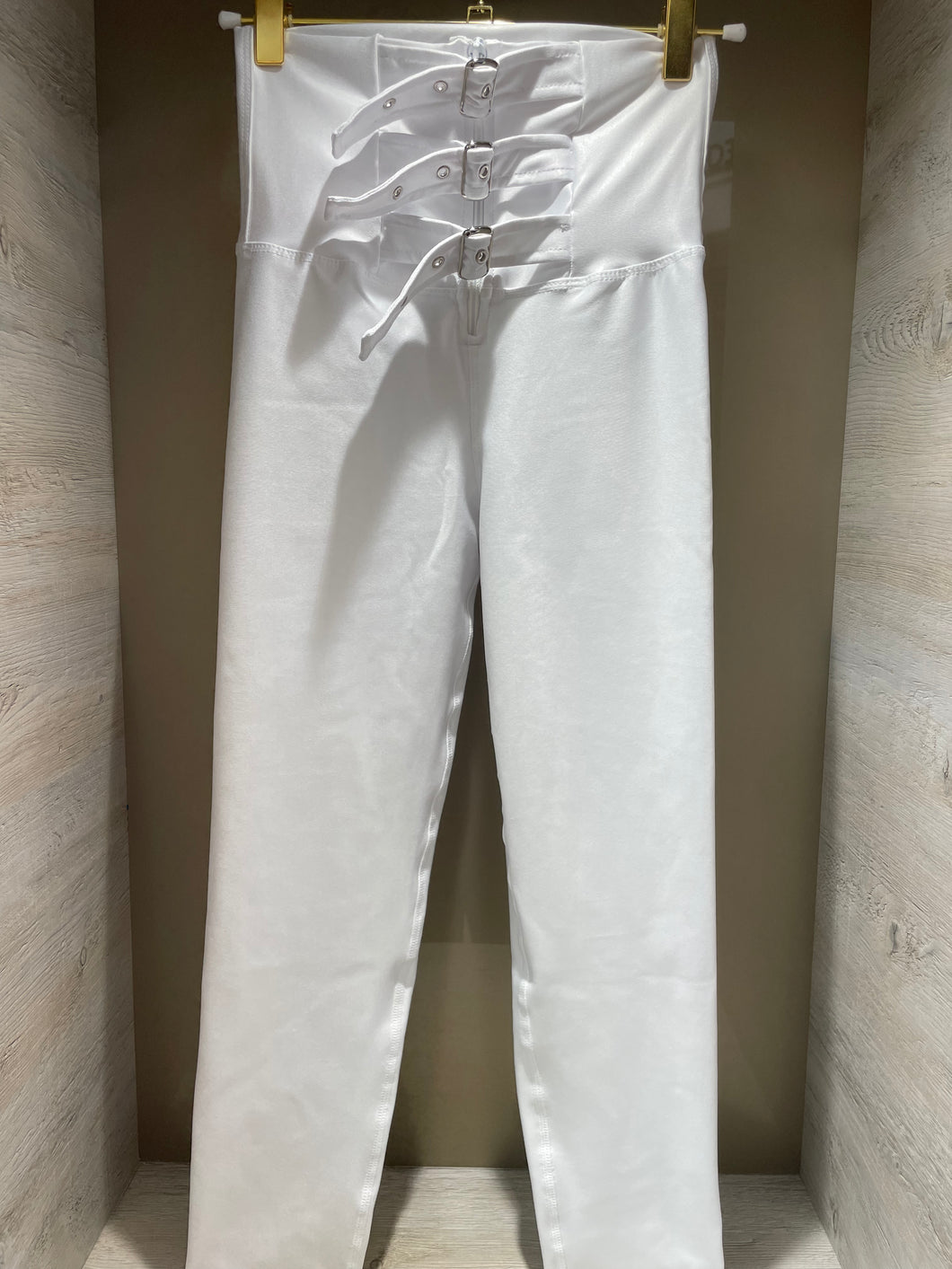 White Belt Suplex Leather Belt Legging