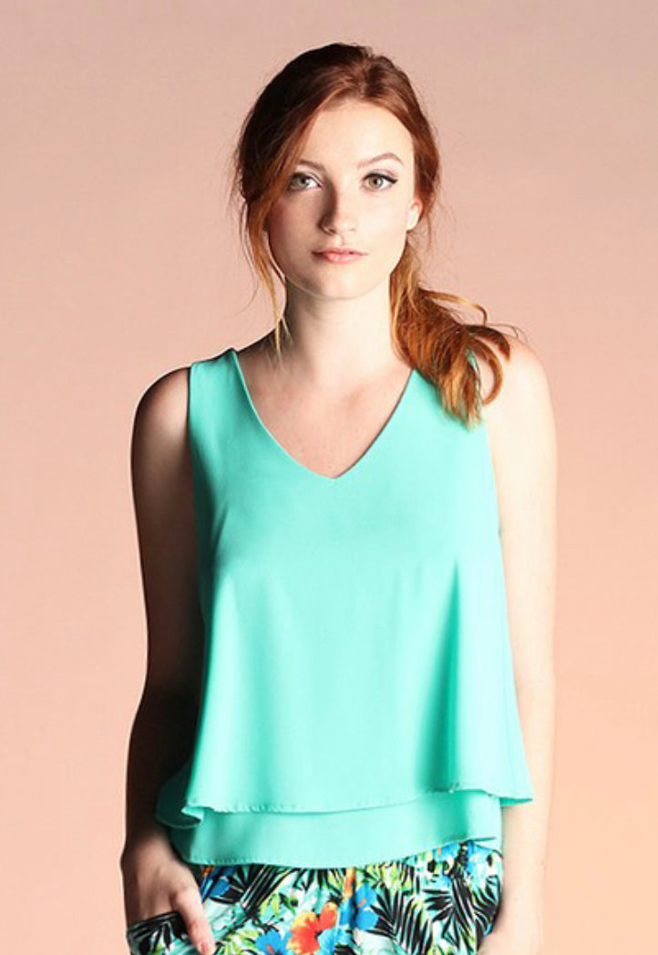 Aqua flowy blouse